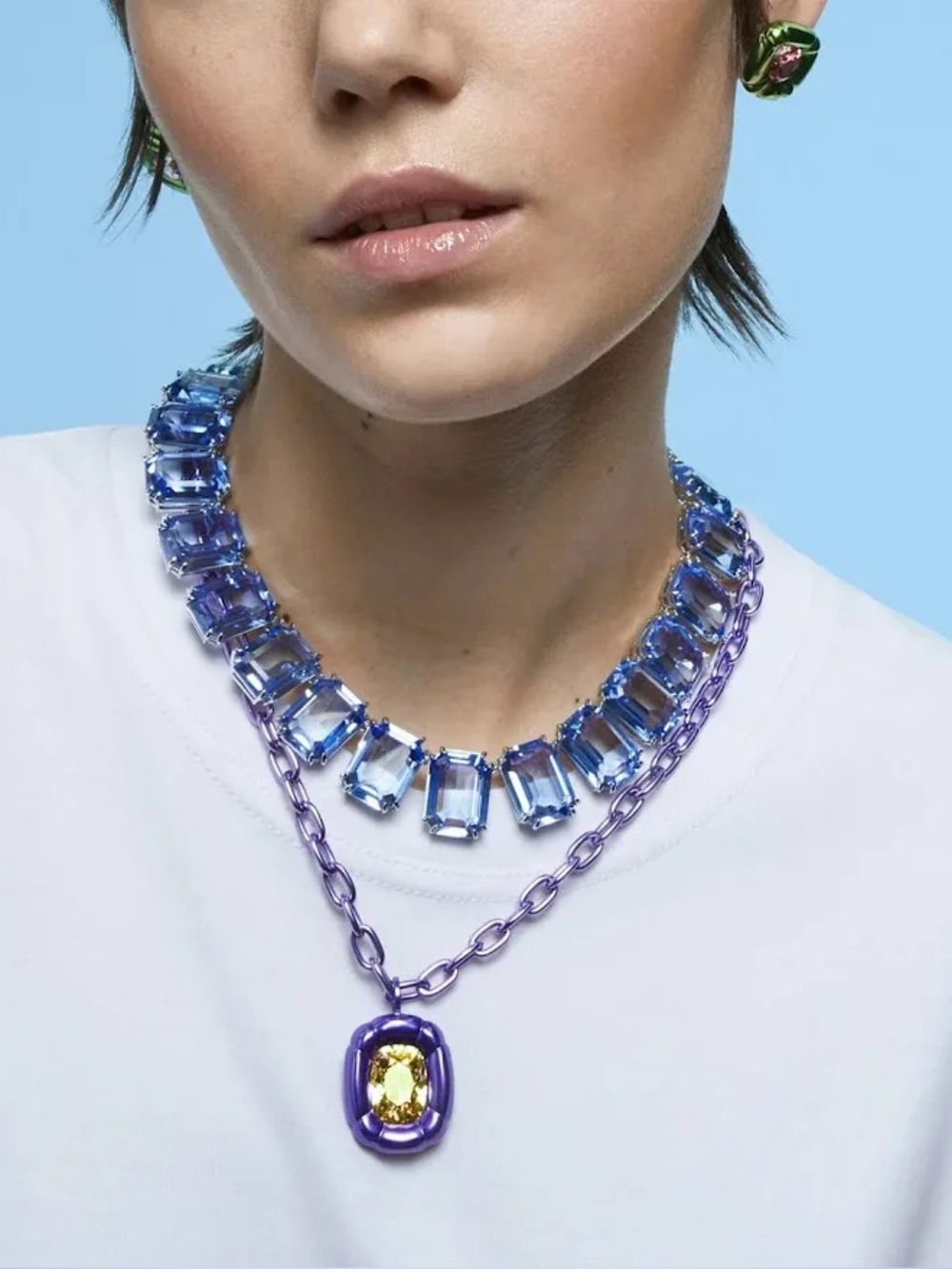 Swarovski Dulcis Pendant Necklace (Article No. 5610290 IRIDESCENT PURPLE YELLOW - Picture 8 of 11